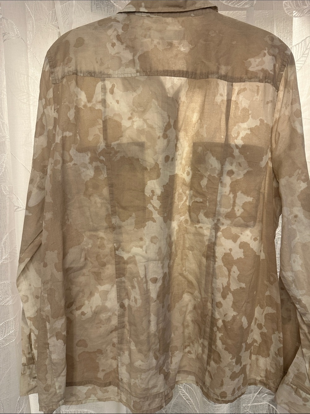 Michael Kors Women's Beige and Tan Camouflage Button-Down Shirt - Picture 5 of 5